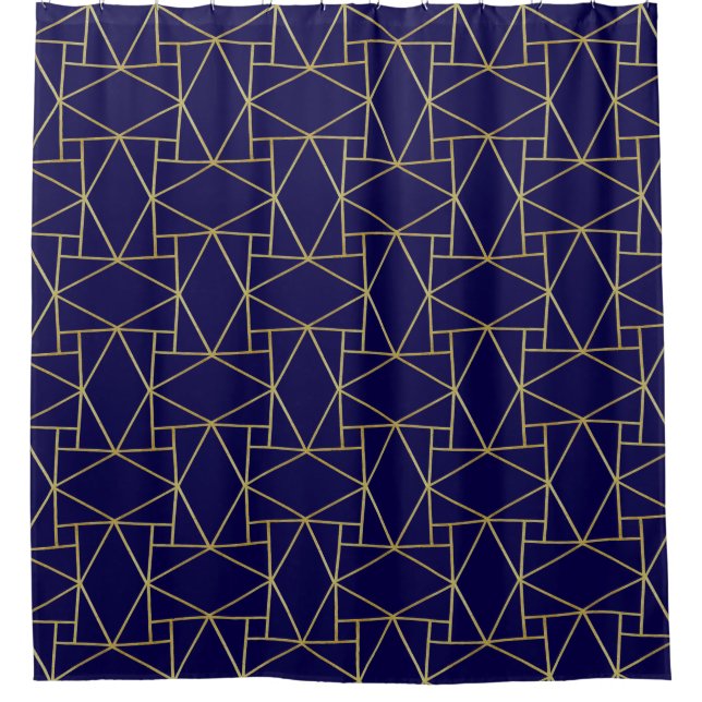 Navy Blue & Gold Abstract Geometric Pattern Luxury (Front)