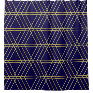 Navy Blue & Gold Abstract Geometric Pattern Luxury