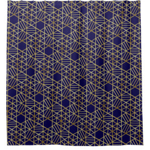 Navy Blue & Gold Abstract Geometric Pattern Luxury