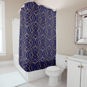 Navy Blue & Gold Abstract Geometric Pattern Luxury