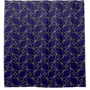 Navy Blue & Gold Abstract Geometric Pattern Luxury