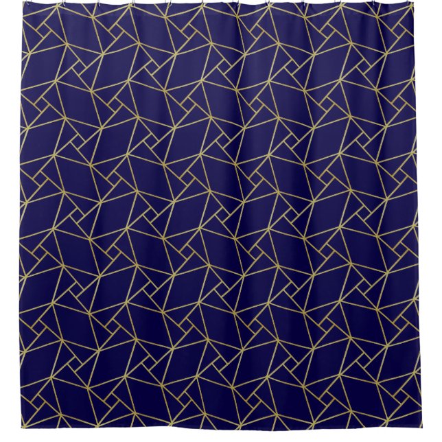 Navy Blue & Gold Abstract Geometric Pattern Luxury (Front)