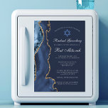 Navy Blue Gold Agate Elegant Bat Mitzvah Party Magnetic Invitation<br><div class="desc">Elegant navy blue and gold agate decorates the side of this modern magnetic Bat Mitzvah ceremony and party invitation. Your daughter's name is written in beautiful formal script under the Star of David. Perfect for a chic,  stylish Jewish family celebrating a girl being called to the Torah.</div>