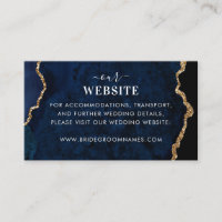 Navy Blue Gold Agate Geode Marble Wedding Website