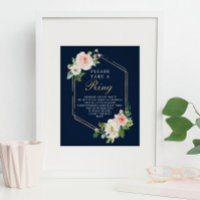 Navy Blue Gold Blush Bridal Shower Ring Game