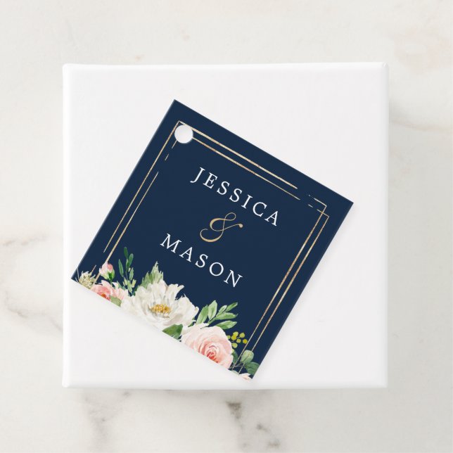 Navy Blue Gold Blush Thank You Favour Tag (In Situ)