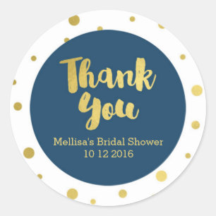 Navy Blue Gold Bridal Shower Thank You Favour Tags