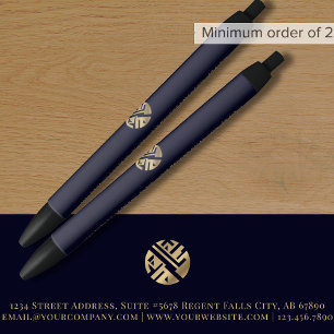 Navy Blue Gold Business Office Black Ink Pen