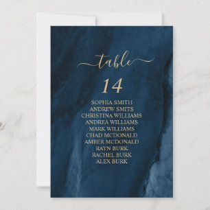 Navy Blue & Gold Calligraphy Seating Chart Cards