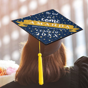 Navy Blue Gold Class Of 2026 Best Is Yet To Come Graduation Cap Topper