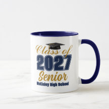 Navy Blue Gold Class of 2027 Senior Personalized