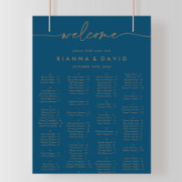 Navy Blue Gold Classic Alphabetical Seating Chart