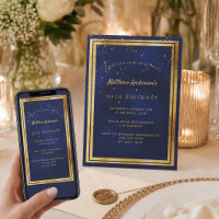 Navy blue gold confetti birthday