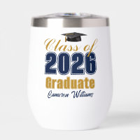 Navy Blue Gold Custom Class of 2026 Graduation