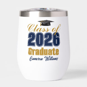 Navy Blue Gold Custom Class of 2026 Graduation
