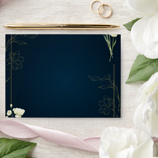 Navy Blue Gold Elegant Wedding Envelope (Wedding)