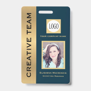 Navy Blue Gold Executive Employee ID Badge