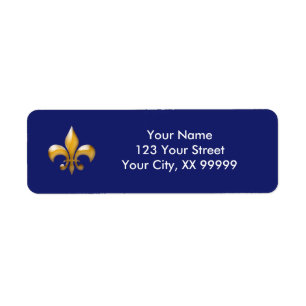 Navy Blue Gold Fleur de Lis
