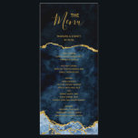 Navy Blue Gold Foil Agate Marble Wedding Menu<br><div class="desc">Navy Blue & Gold Foil Watercolor Marble Agate Gilded Geode Design,  with Modern and Script fonts. Trendy and Chic Wedding or any event Dinner menu! ~ Check my shop to see the entire wedding suite for this design!</div>