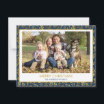 Navy Blue - Gold Foil  Merry Christmas Photo Holiday Card<br><div class="desc">Navy Blue - Gold Foil Leaf Simple and Modern Merry Christmas Photo Card. The picture and family name can be replaced on this simple and elegant Christmas Family Photo Card.</div>