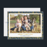 Navy Blue - Gold Foil  Merry Christmas Photo Holiday Card<br><div class="desc">Navy Blue - Gold Foil Leaf Simple and Modern Merry Christmas Photo Card. The picture and family name can be replaced on this simple and elegant Christmas Family Photo Card.</div>