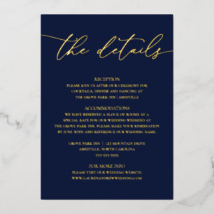 Navy Blue Gold Foil Minimalist Wedding Enclosure