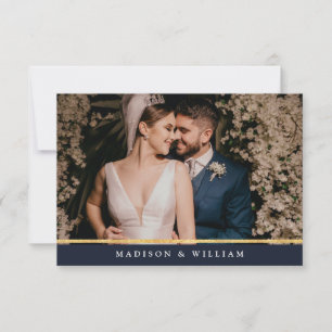 Navy Blue Gold Foil Photo gratitude Thank You Card