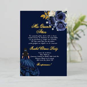 Navy blue gold foil quinceañera