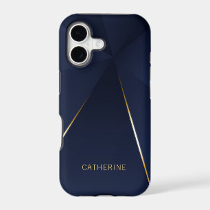 Navy Blue Gold Geometric Personalized Name
