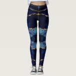 Navy Blue Gold Glitter Marble Gemstone Leggings<br><div class="desc">Leggings with Agate Navy Blue Gold Gemstone Marble Geode Glitter Sparkle Personalized Birthday - Anniversary or Wedding Gift / Suppliest - or Add Your Letter / Name - Text - Make Your Special Gift - Resize and move or remove and add text / elements with Customization tool. Design by MIGNED....</div>