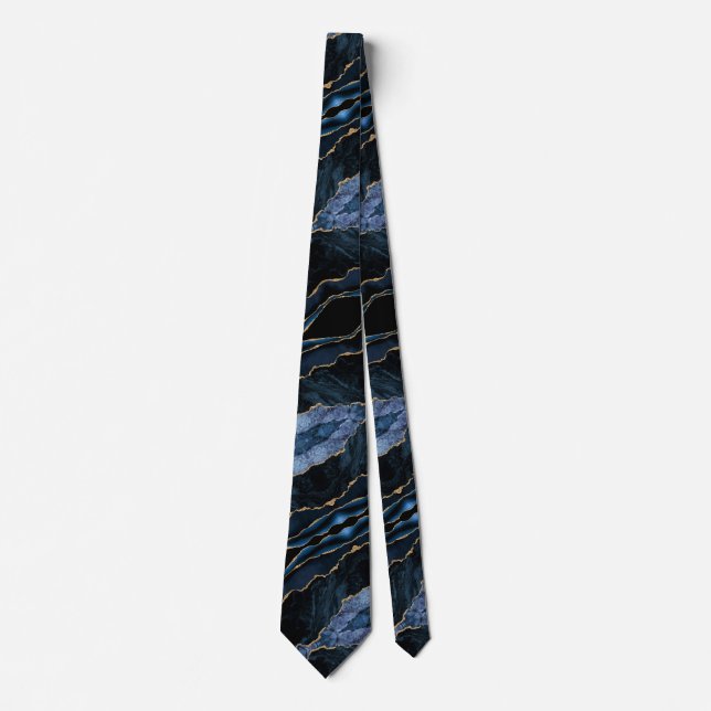 Navy Blue Gold Glitter Neck Tie (Front)