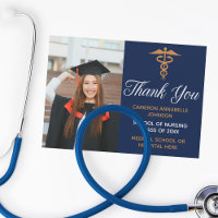 Navy Blue Gold Graduation Photo Nurse or Doctor