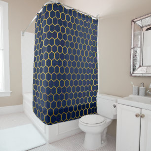 Navy Blue & Gold Hexagon Geometric Pattern