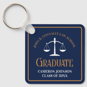 Navy Blue Gold Law School Graduation Keepsake Keychain