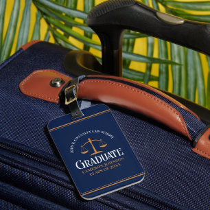Navy Blue Gold Law School Personalized Graduation Luggage Tag
