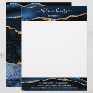 Navy Blue Gold Letterhead Personalized Your Design