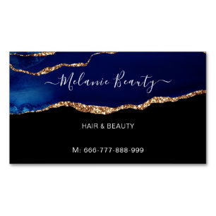Navy Blue Gold Magnet Business Card Template