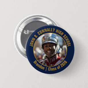 Navy Blue Gold Marching Band Photo High School 2 Inch Round Button