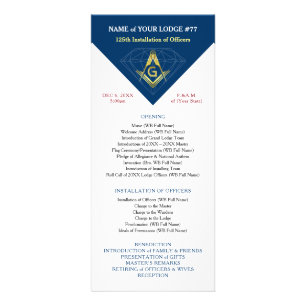 Navy Blue Gold Masonic Installation Template Cards