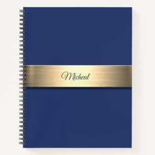 Navy Blue Gold Metal Monogram Notebook