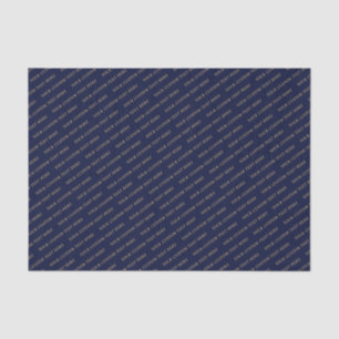 Navy Blue & Gold Minimal Custom Text Tissue Paper