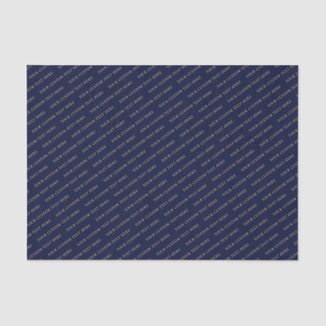 Navy Blue & Gold Minimal Custom Text Tissue Paper (Front)