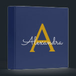 Navy Blue Gold Modern Script Girly Monogram Name Binder<br><div class="desc">Gold and Navy Blue simple  Script Monogram Name Binder. This makes the perfect sweet 16 birthday,  wedding,  bridal shower,  anniversary,  baby shower or bachelorette party gift for someone that loves glam luxury and chic styles.</div>