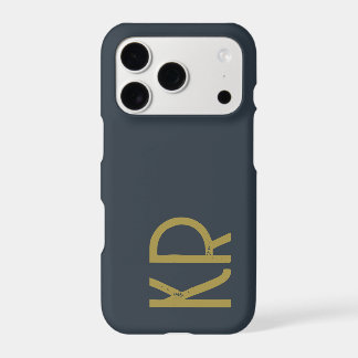 Navy Blue Gold Monogram Retro Initials Simple Men