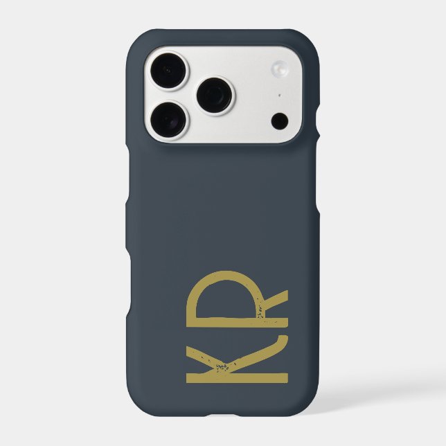  Navy Blue Gold Monogram Retro Initials Simple Men (Back)