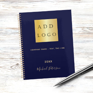 Navy blue gold name script business logo 2026 planner