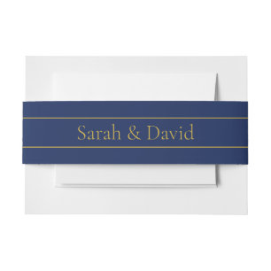 Navy Blue & Gold Name Surname or Business Invitation Belly Band