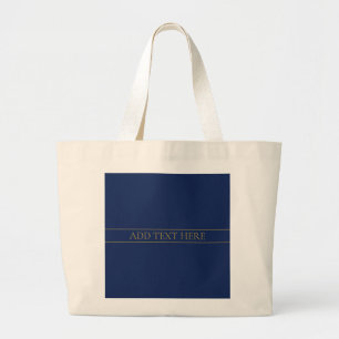Navy Blue & Gold Name Surname or Business  Large Tote Bag