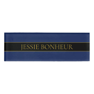 Navy Blue & Gold Name Surname or Business  Tag
