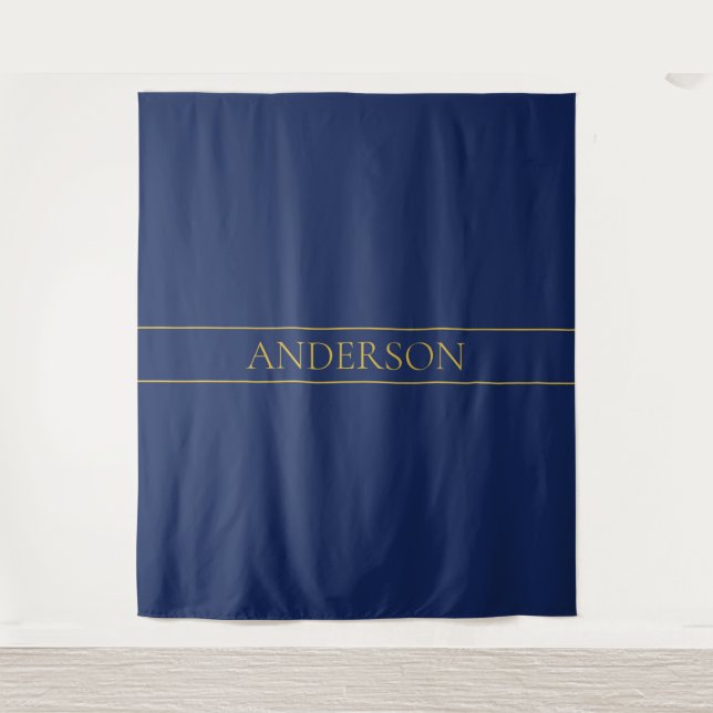 Navy Blue & Gold Name Surname or Business  Tapestry (Front)